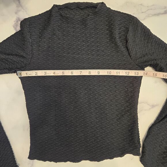 NA-KD Womens Structure Knit High Neck Cropped Top XXS Black Long Sleeve Stretch - Picture 9 of 12